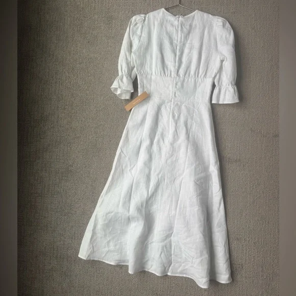 NWT Maribel Linen Dress in White - Picture 8 of 12